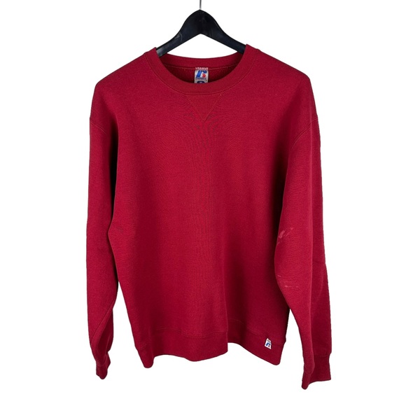 Vintage Y2K Russell Athletic Red Blank Essential Sweatshirt Size M